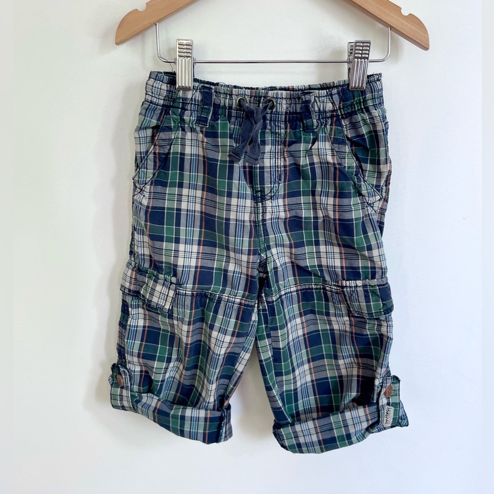 3/$25💥Bermuda Cargo Shorts, Extra Long, Tons of Pockets!, Roll Cuff, Blue Green
